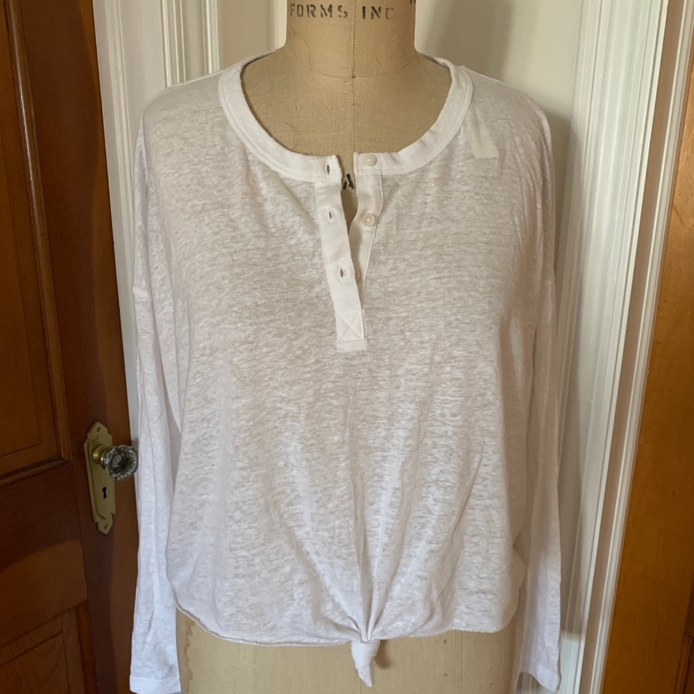 NWT aerie Cropped White Size XL Linen Top